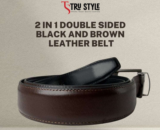 Premium Quality Men leather Belt 2 in 1 Double Sided Black and Brown Leather Belt for Men
