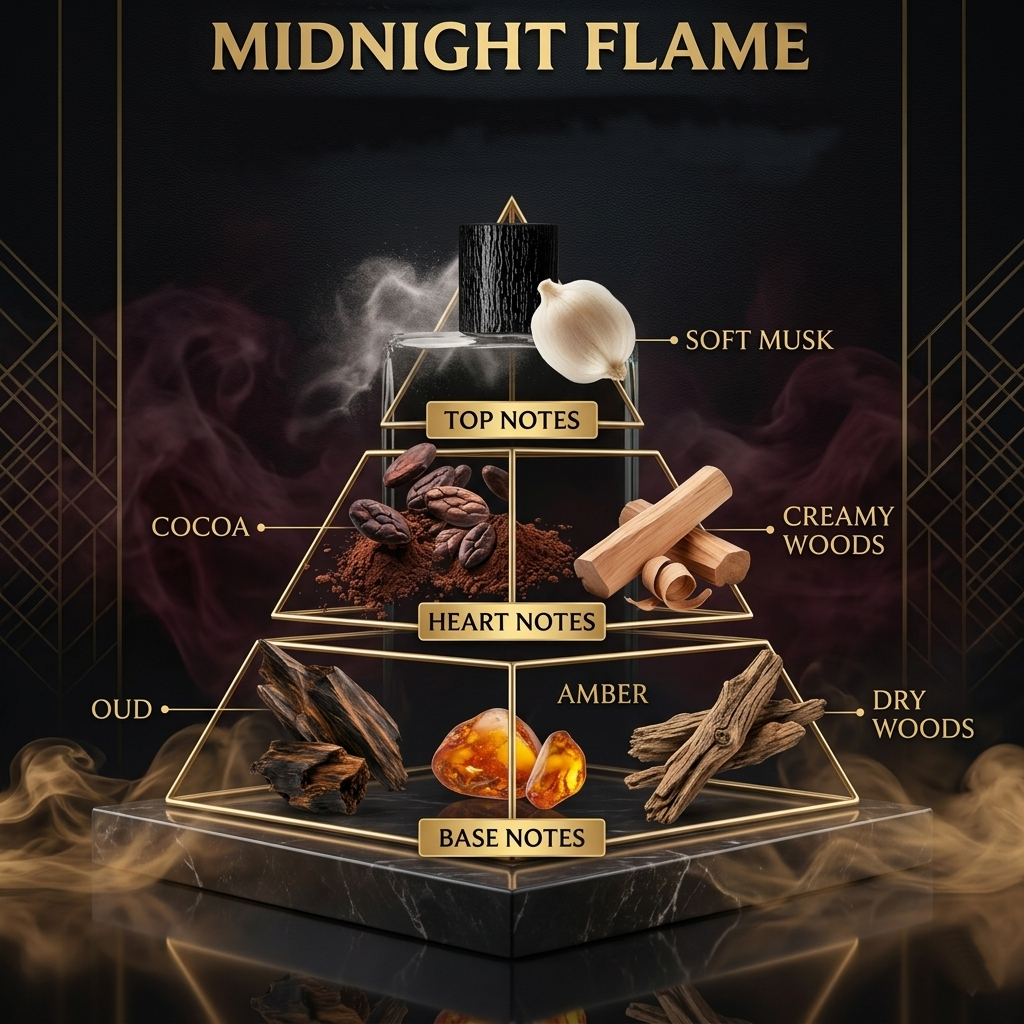 Midnight Flame – A Sensual Fusion of Oud with Iconic Accents
