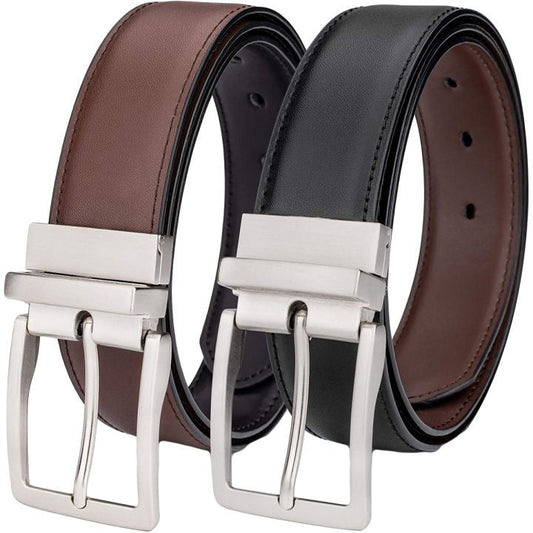 Premium Quality Men leather Belt 2 in 1 Double Sided Black and Brown Leather Belt for Men