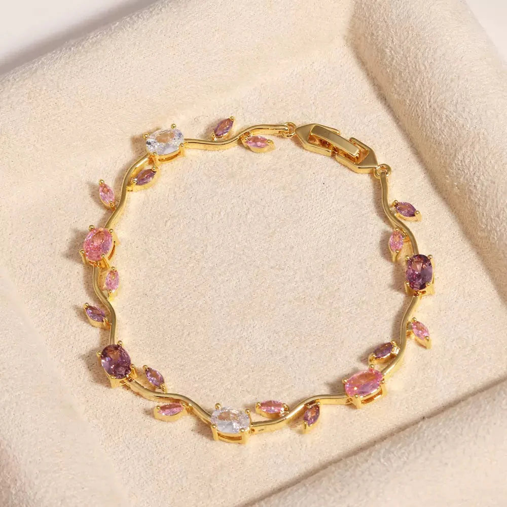 Premium Zirconia Stones Tulip Bracelet for Girls With Free Gift