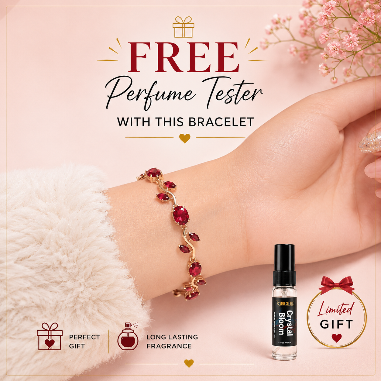 Premium Zirconia Stones Tulip Bracelet for Girls With Free Gift