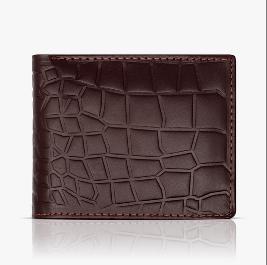 Genuine Cow Leather Wallet For Men : Croc Charm Textured Wallet