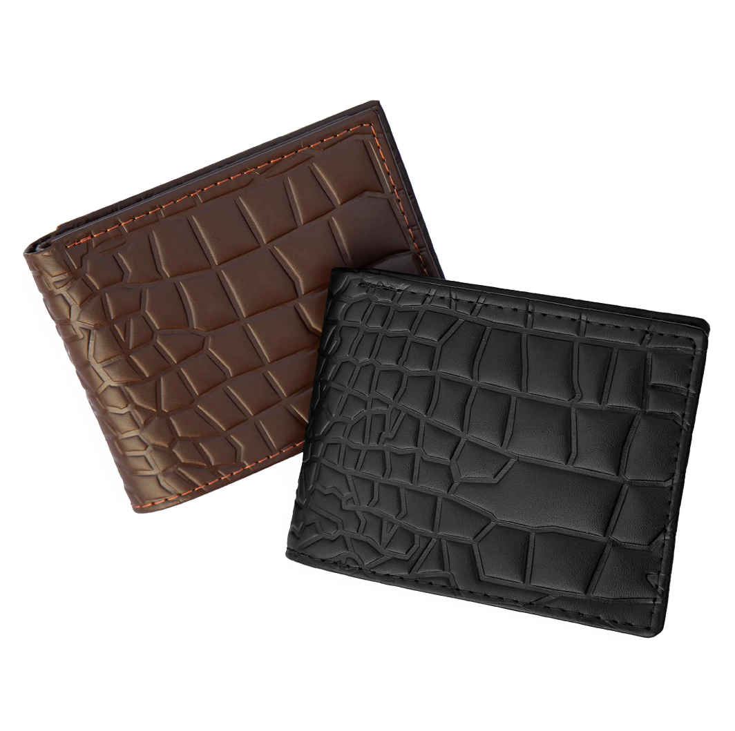 Genuine Cow Leather Wallet For Men : Croc Charm Textured Wallet
