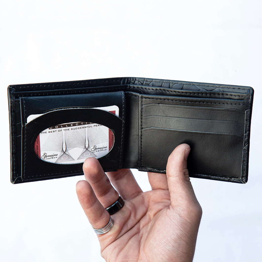 Genuine Cow Leather Wallet For Men : Croc Charm Textured Wallet