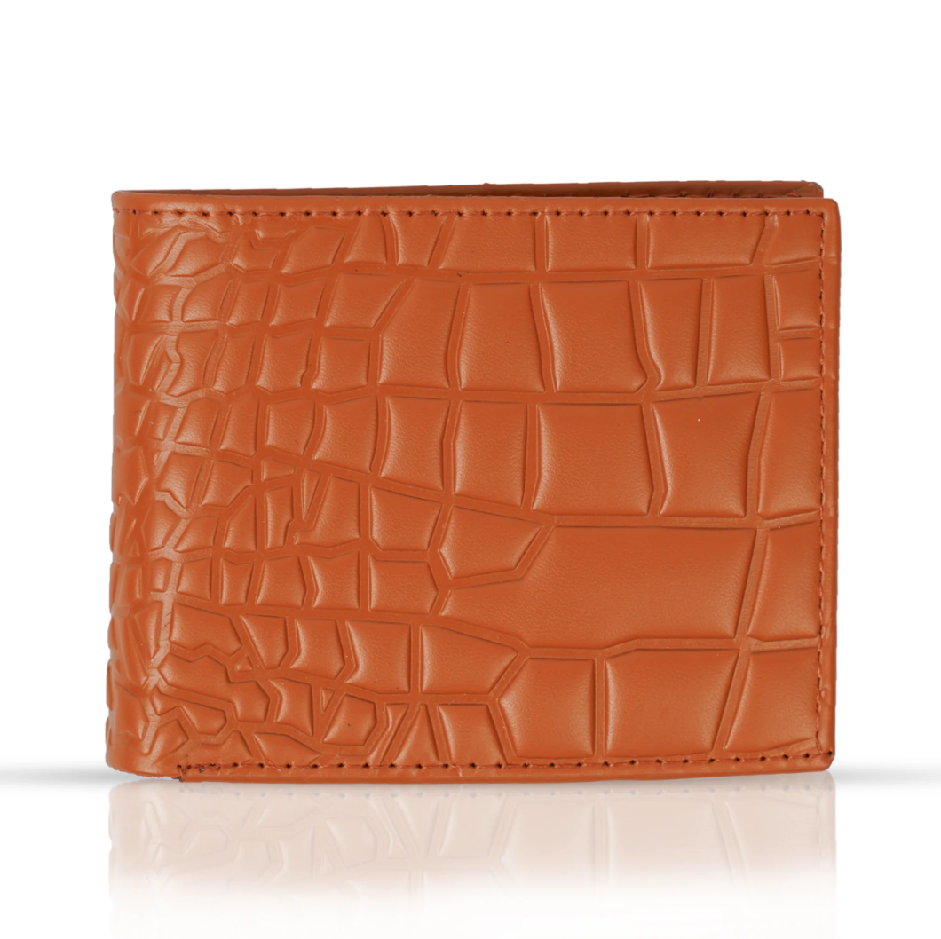 Genuine Cow Leather Wallet For Men : Croc Charm Textured Wallet