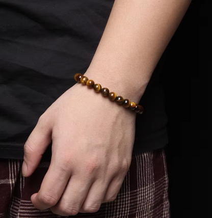 Natural Tiger Eyes Beads Stretched Bracelet For Men and Women