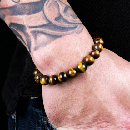 Natural Tiger Eyes Beads Stretched Bracelet For Men and Women