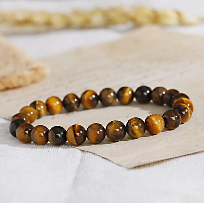 Natural Tiger Eyes Beads Stretched Bracelet For Men and Women