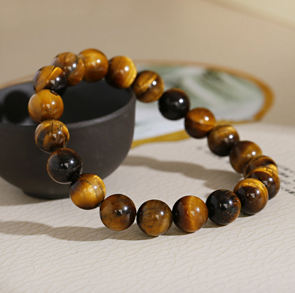 Natural Tiger Eyes Beads Stretched Bracelet For Men and Women